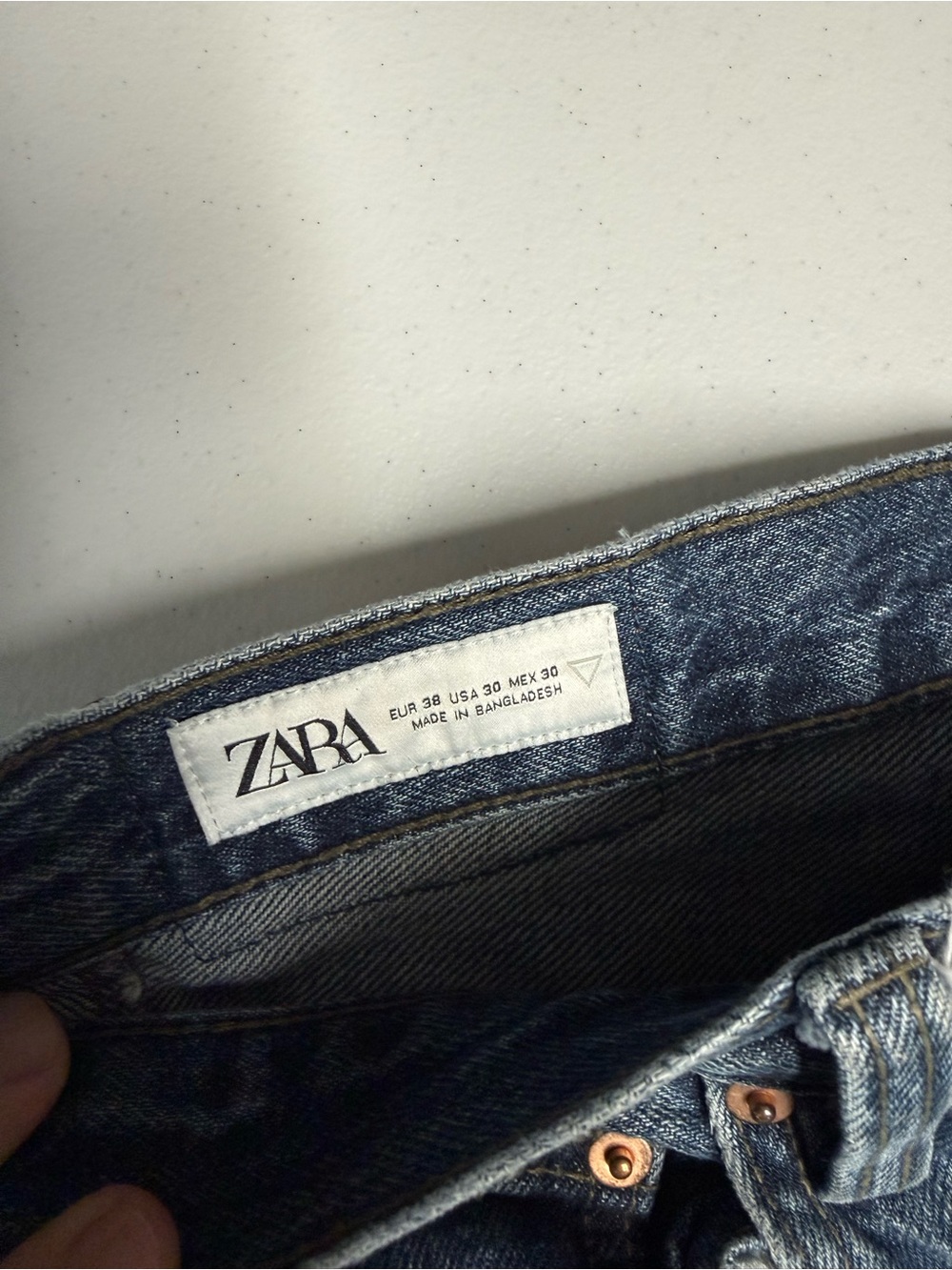 ZARA Men's Medium Blue Denim Jeans with Copper Rivets